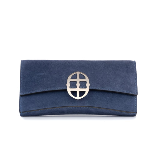 La Tremenda Amaltea Pochette|Colore:Blu suede - Logo Argento