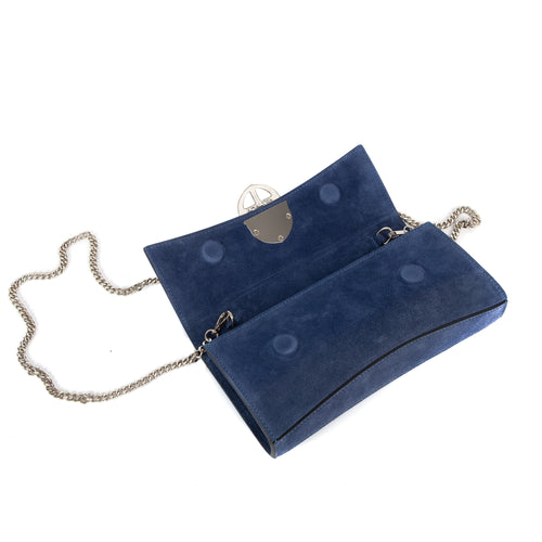 La Tremenda Amaltea Pochette|Colore:Blu suede - Logo Argento