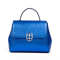 Santa Curvy Amaltea Borsa|Colore:Bluette metal - Logo Argento