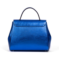 Santa Curvy Amaltea Borsa|Colore:Bluette metal - Logo Argento