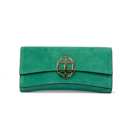La Tremenda Amaltea Pochette|Colore:Smeraldo suede - Logo Oro