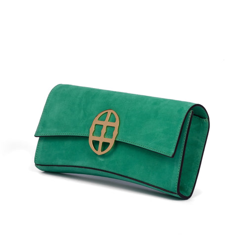 La Tremenda Amaltea Pochette|Colore:Smeraldo suede - Logo Oro