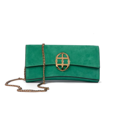 La Tremenda Amaltea Pochette|Colore:Smeraldo suede - Logo Oro