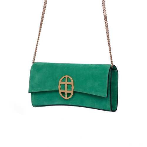 La Tremenda Amaltea Pochette|Colore:Smeraldo suede - Logo Oro