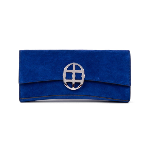 La Tremenda Amaltea Pochette|Colore:Bluette suede - Logo Argento
