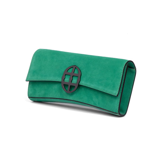 La Tremenda Amaltea Pochette|Colore:Smeraldo suede - Logo Brunito