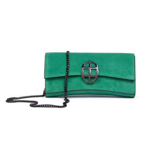 La Tremenda Amaltea Pochette|Colore:Smeraldo suede - Logo Brunito