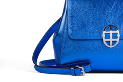 Santa Curvy Amaltea Borsa|Colore:Bluette metal - Logo Argento