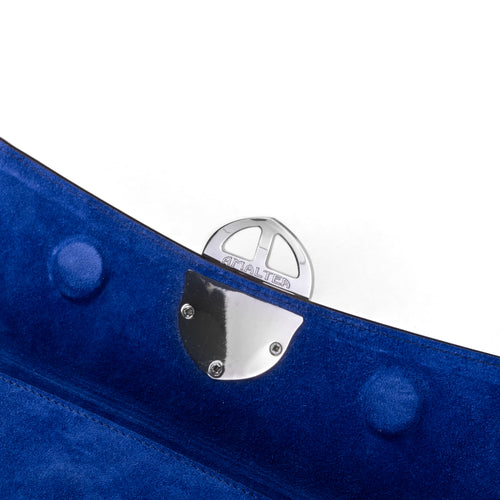 La Tremenda Amaltea Pochette|Colore:Bluette suede - Logo Argento