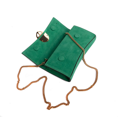 La Tremenda Amaltea Pochette|Colore:Smeraldo suede - Logo Oro