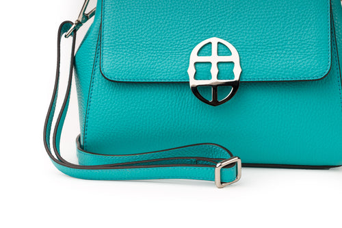 Santa Amaltea Borsa|Colore:Tiffany - Logo Argento
