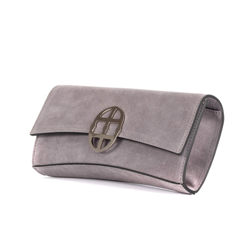 La Tremenda Amaltea Pochette|Colore:Grigio suede - Logo Argento