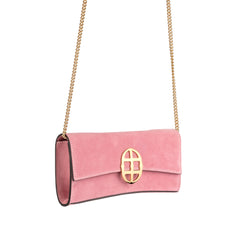 La Tremenda Amaltea Pochette|Colore:Rosa suede - Logo Oro