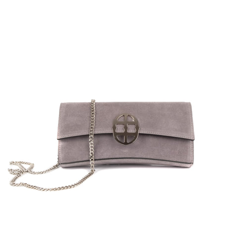 La Tremenda Amaltea Pochette|Colore:Grigio suede - Logo Argento