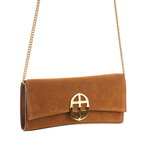 La Tremenda Amaltea Pochette|Colore:Castagna suede - Logo Oro