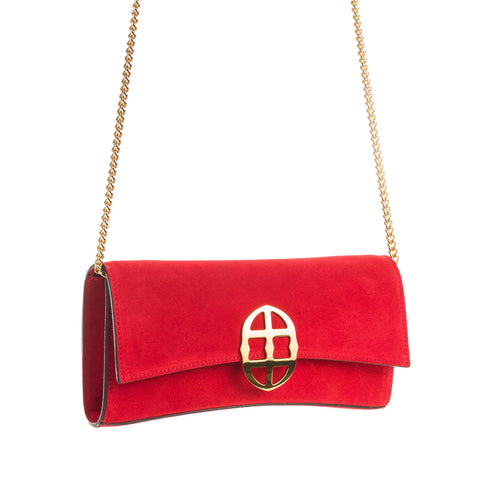 La Tremenda Amaltea Pochette|Colore:Rosso suede - Logo Oro