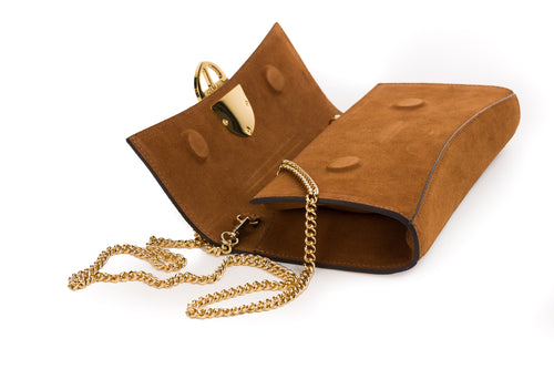 La Tremenda Amaltea Pochette|Colore:Castagna suede - Logo Oro