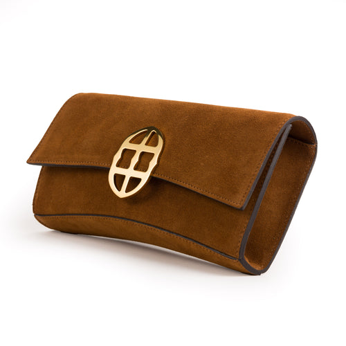 La Tremenda Amaltea Pochette|Colore:Castagna suede - Logo Oro