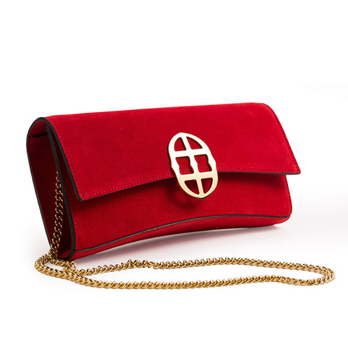 La Tremenda Amaltea Pochette|Colore:Rosso suede - Logo Oro