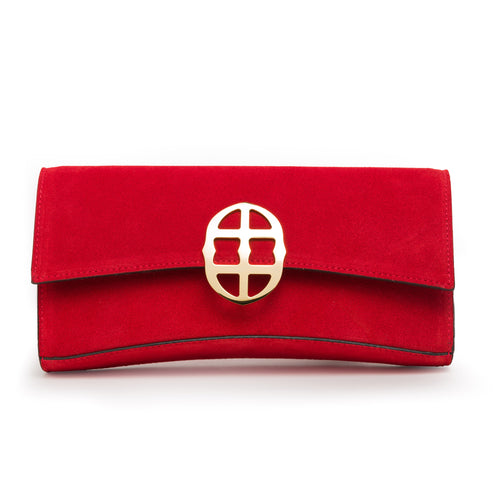 La Tremenda Amaltea Pochette|Colore:Rosso suede - Logo Oro