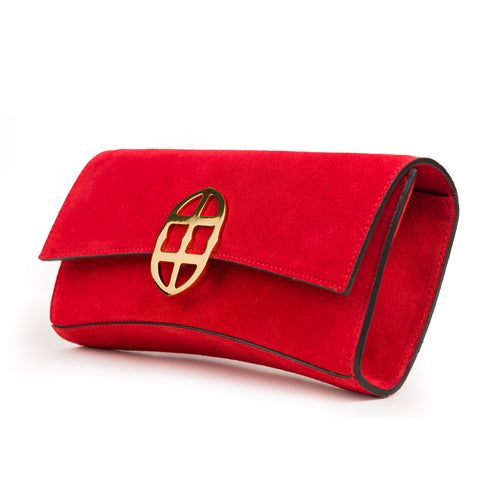 La Tremenda Amaltea Pochette|Colore:Rosso suede - Logo Oro