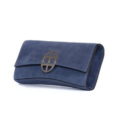  La Tremenda Amaltea Pochette|Colore:Blu suede - Logo Argento