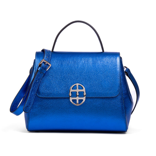 Santa Curvy Amaltea Borsa|Colore:Bluette metal - Logo Argento