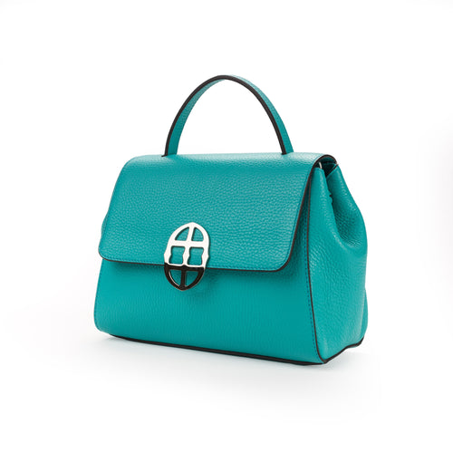 Santa Amaltea Borsa|Colore:Tiffany - Logo Argento