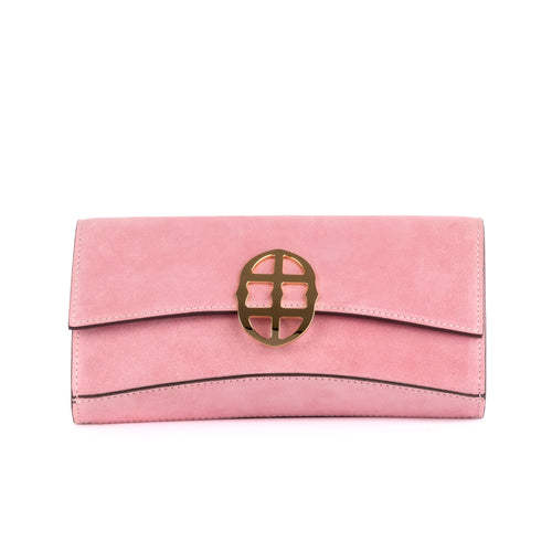 La Tremenda Amaltea Pochette|Colore:Rosa suede - Logo Oro