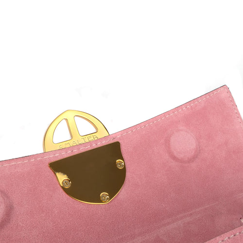 La Tremenda Amaltea Pochette|Colore:Rosa suede - Logo Oro