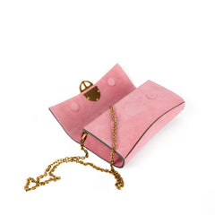 La Tremenda Amaltea Pochette|Colore:Rosa suede - Logo Oro